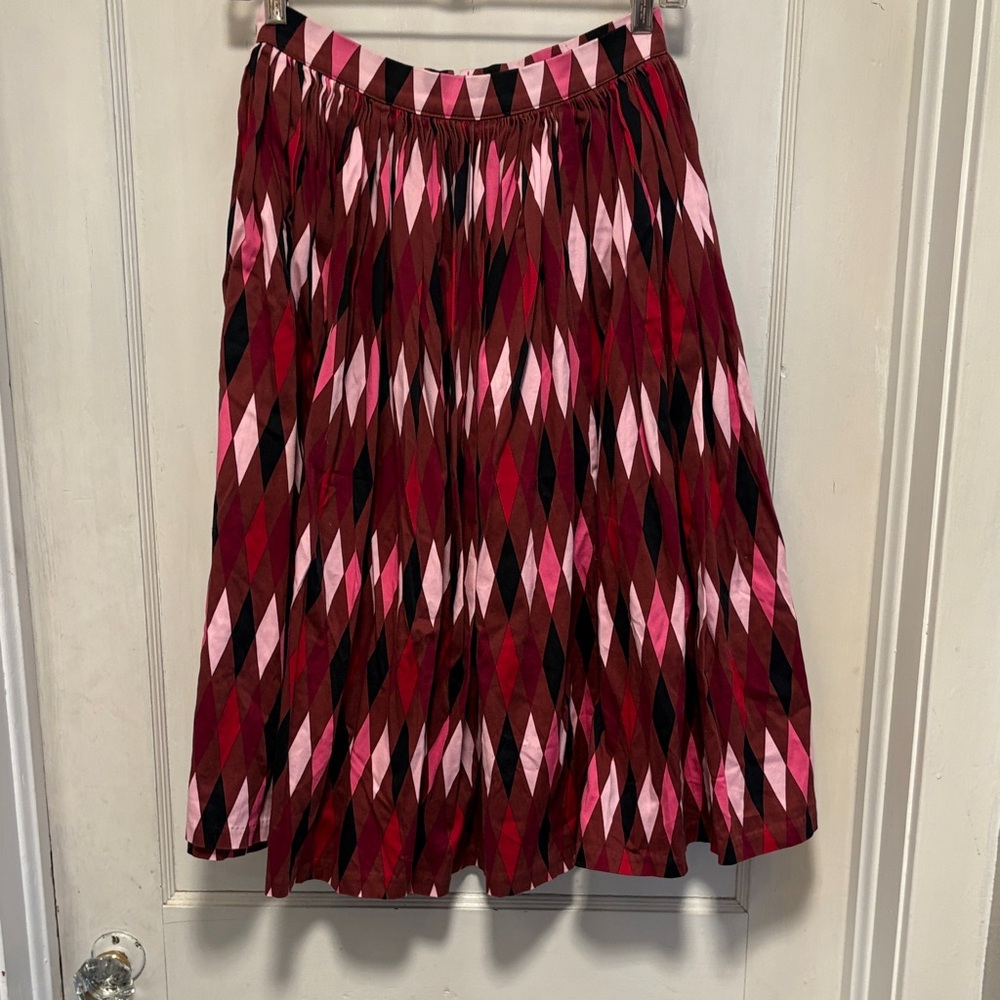 Pinup Couture Red and Pink Diamond PoodleMidi Skirt Small